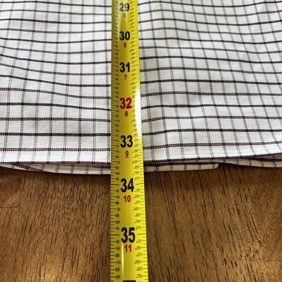 LL Bean Mens Short Sleeve 17 Tall 0 DBL2 Wrinkle Resistant Brown‎ Plaid - Picture 8 of 10